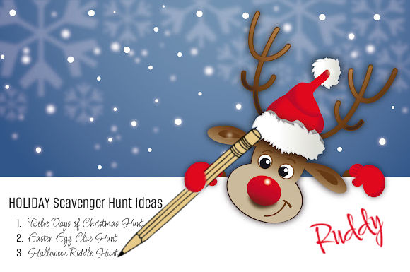 Rudolph Writing a List of Holiday Scavenger Hunt Ideas